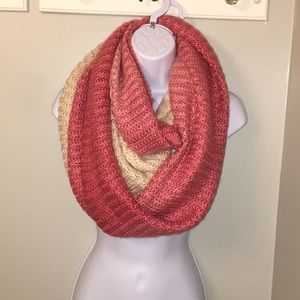 Ombré pink and cream infinity scarf